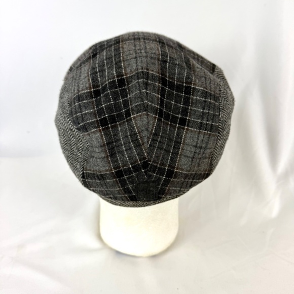 Dockers Flat Cap XL Gray Herringbone Tweed and Black Plaid Fully Lined Excellent - Picture 9 of 11